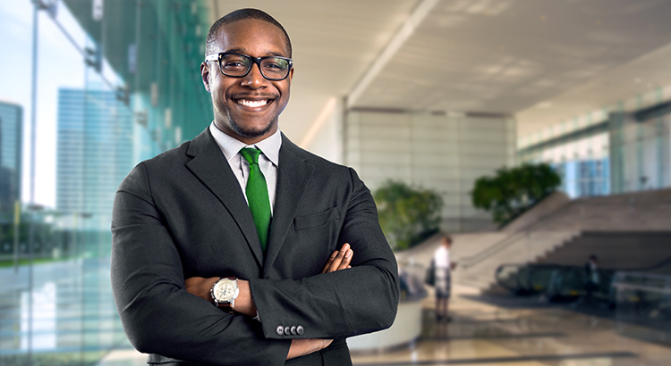 A young man smiling