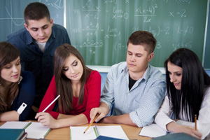 A group of students working together on an assignment